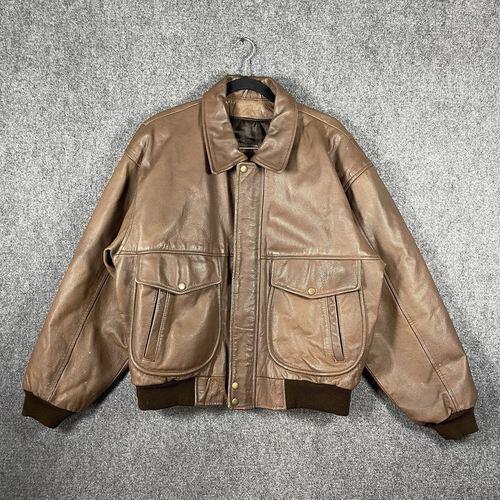 Vintage Adventure Bound by Wilsons Brown Leather Bomber Jacket Medium